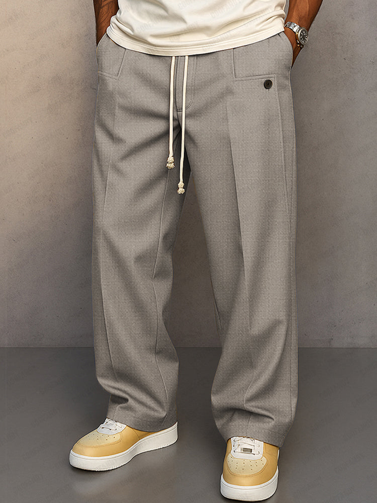 Straight Leg Drawstring Trousers for Men