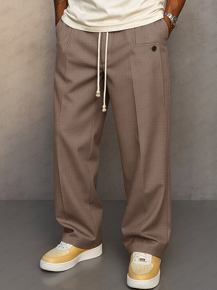 Straight Leg Drawstring Trousers for Men