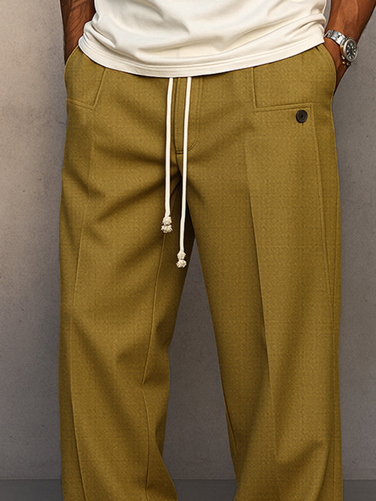 Straight Leg Drawstring Trousers for Men