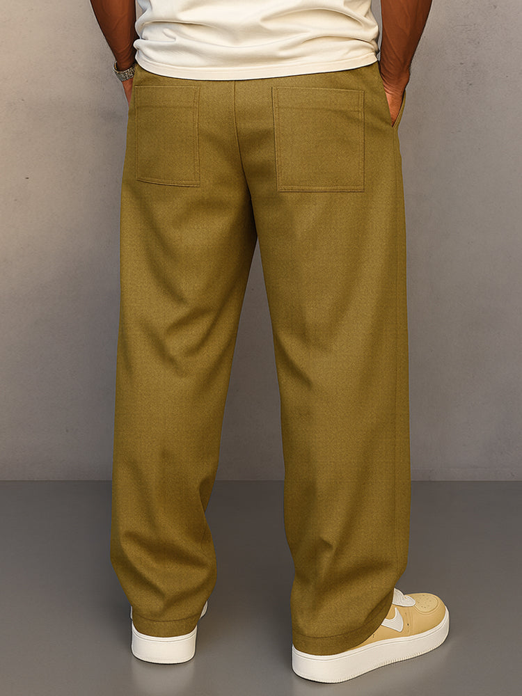 Straight Leg Drawstring Trousers for Men