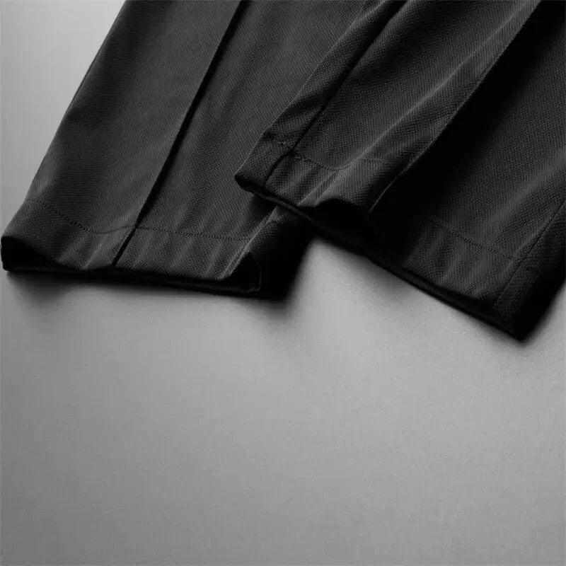 Short Sleeve Polo Shirt and Straight Leg Trousers Set for Men