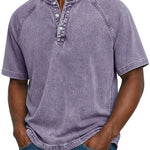 Henley Button-Down Short Sleeve Shirt for Men