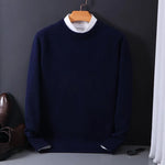 Crew Neck Ribbed Knit Sweater for Men