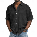 Short Sleeve Button-Down Denim Shirt for Men