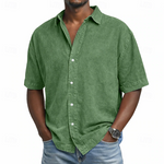 Short Sleeve Button-Down Denim Shirt for Men