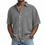 Short Sleeve Button-Down Denim Shirt for Men