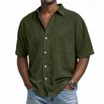 Short Sleeve Button-Down Denim Shirt for Men