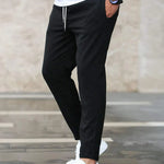 Straight Leg Stretch Cotton Trousers for Men