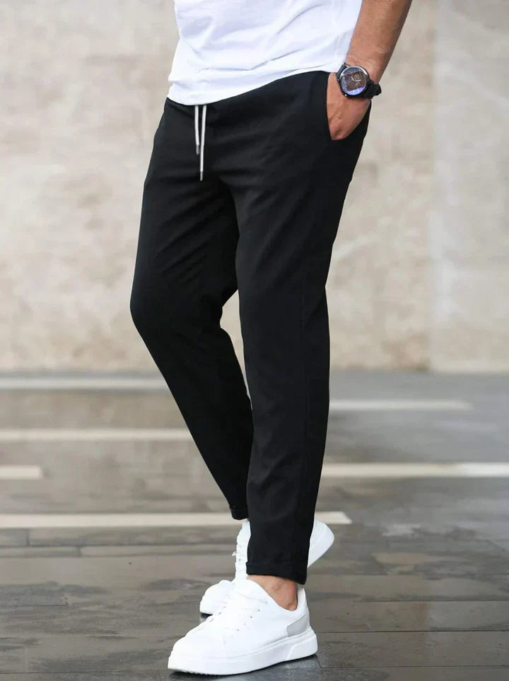 Straight Leg Stretch Cotton Trousers for Men