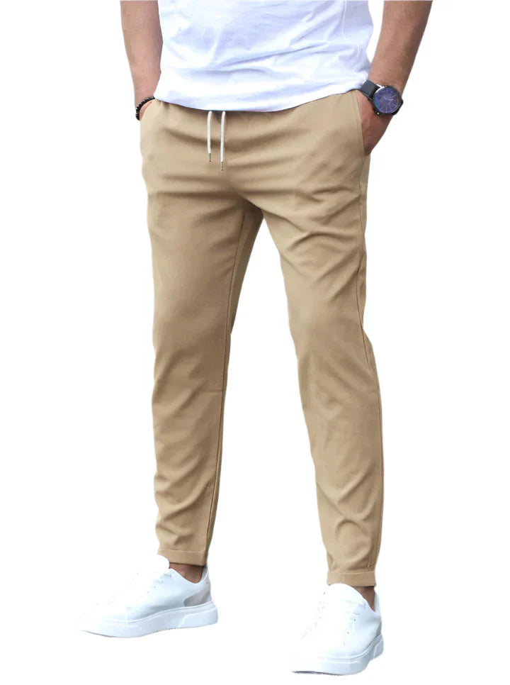Straight Leg Stretch Cotton Trousers for Men
