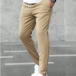 Straight Leg Stretch Cotton Trousers for Men