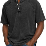 Henley Button-Down Short Sleeve Shirt for Men