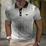 Checked Grid Pattern Polo Shirt for Men
