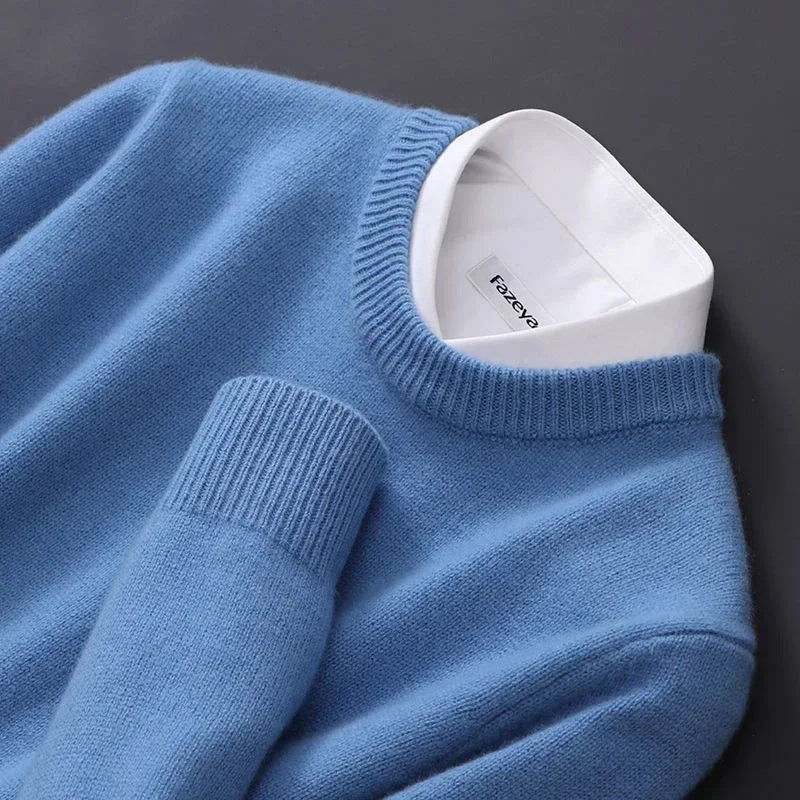 Crew Neck Ribbed Knit Jumper for Men