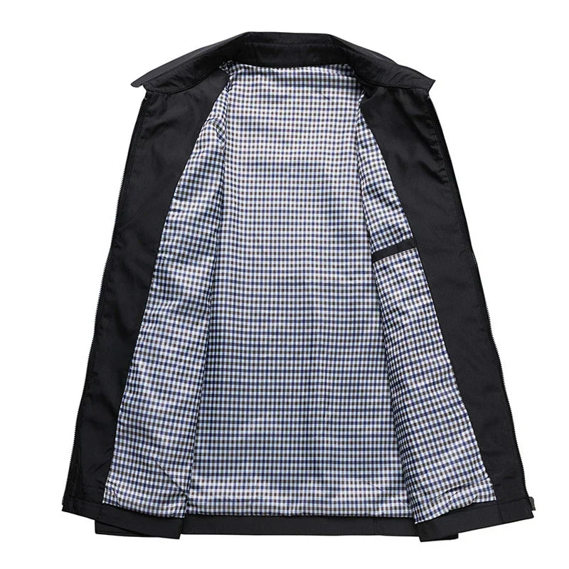 Collared Zip-Up Harrington Jacket for Men