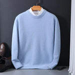 Crew Neck Ribbed Knit Sweater for Men