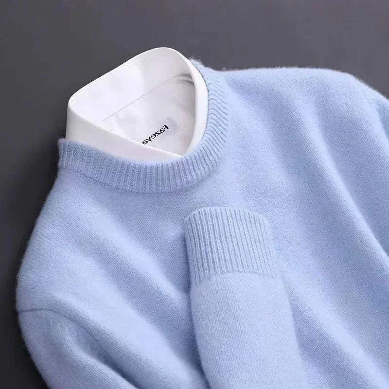 Crew Neck Ribbed Knit Jumper for Men