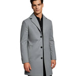 Long Wool Overcoat with Lapel Collar for Men