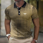 Checked Grid Pattern Polo Shirt for Men