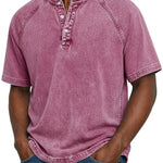 Henley Button-Down Short Sleeve Shirt for Men