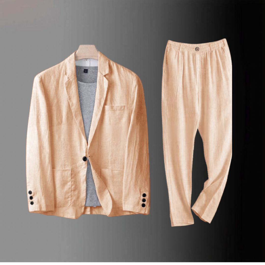 Linen Notch Lapel Suit Set for Men