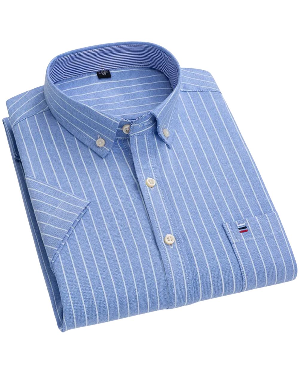 Button-Down Pinstripe Short Sleeve Shirt for Men