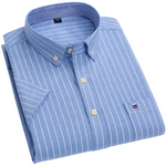 Button-Down Pinstripe Short Sleeve Shirt for Men