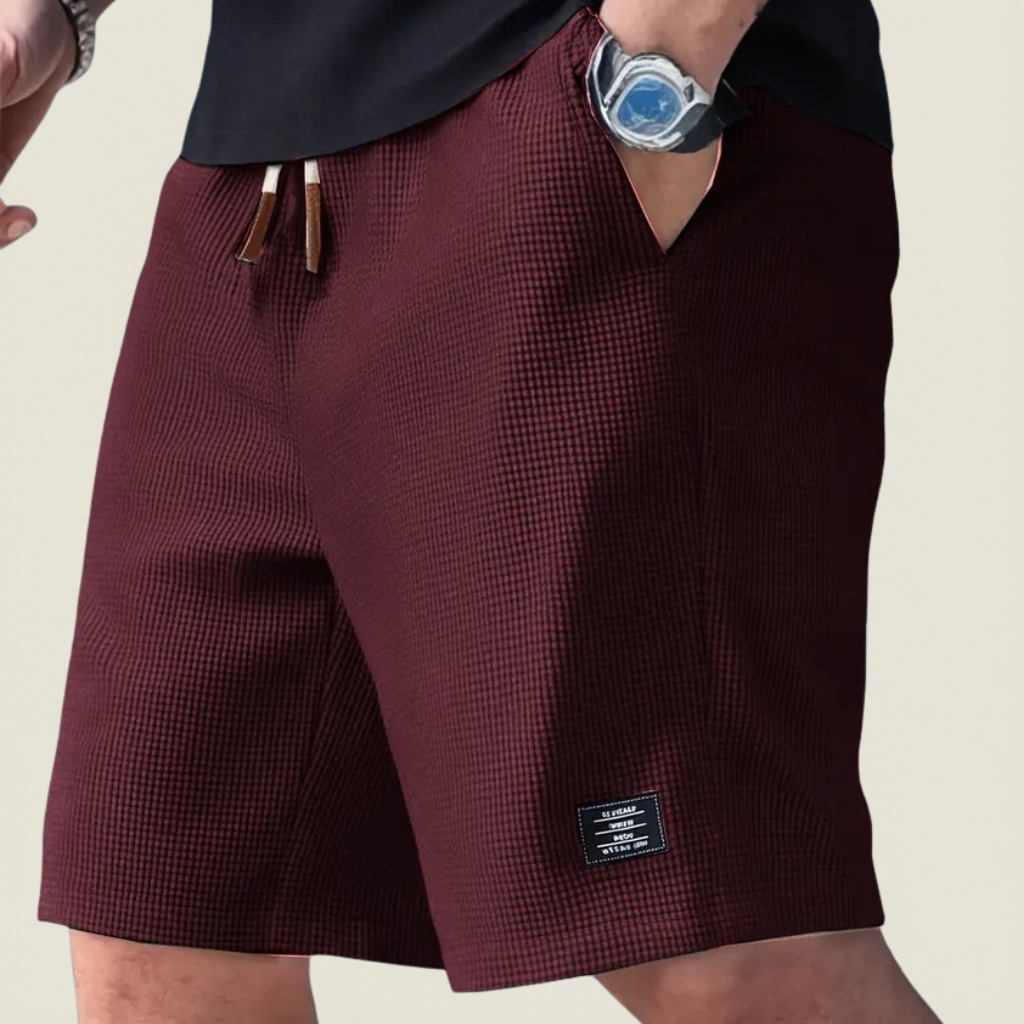 Waffle Knit Shorts with Drawstring for Men