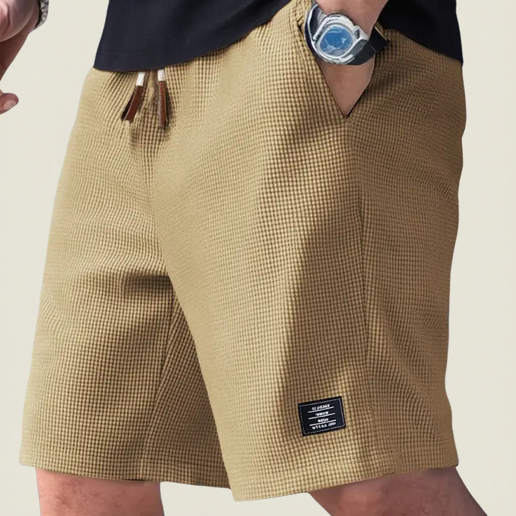 Waffle Knit Shorts with Drawstring for Men