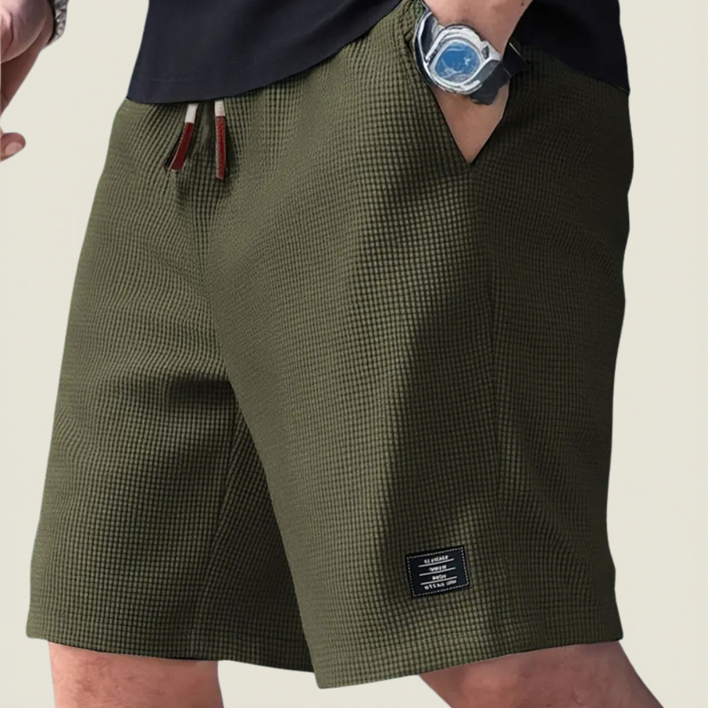 Waffle Knit Shorts with Drawstring for Men