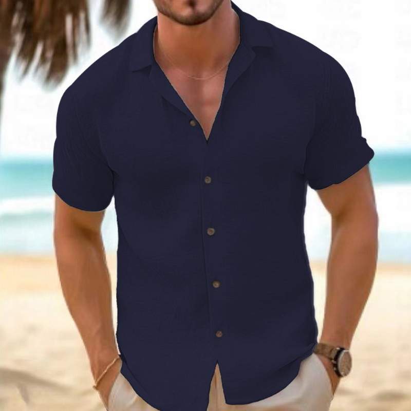 Short Sleeve Relaxed Collar Shirt for Men