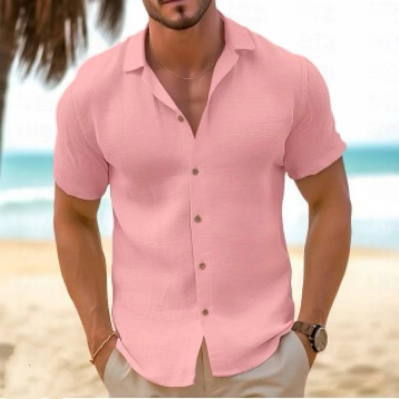Short Sleeve Relaxed Collar Shirt for Men