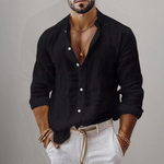 Linen Blend Button-Down Shirt for Men