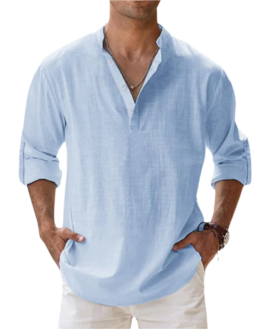 Long-Sleeved Collared Shirt for Men