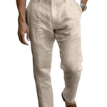 Pleated Straight Leg Linen Trousers for Men