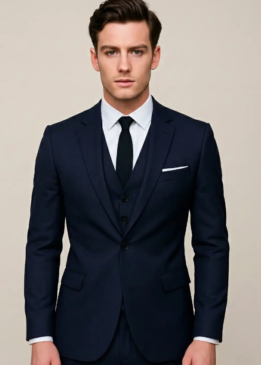 Slim Fit Single-Breasted Three-Piece Suit for Men