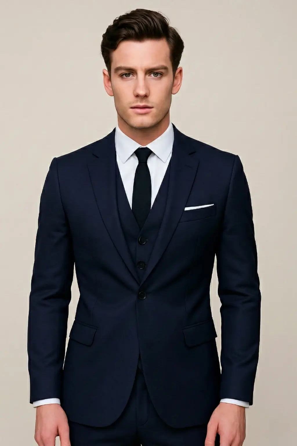 Slim Fit Single-Breasted Three-Piece Suit for Men