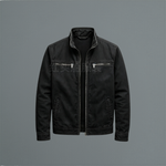 Zip-Up Stand Collar Cotton Jacket for Men