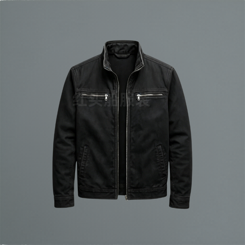 Zip-Up Stand Collar Cotton Jacket for Men