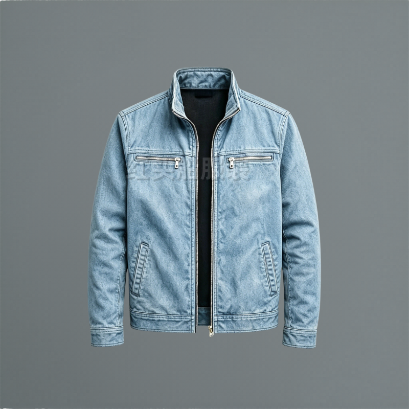 Zip-Up Stand Collar Cotton Jacket for Men