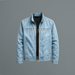 Zip-Up Stand Collar Cotton Jacket for Men