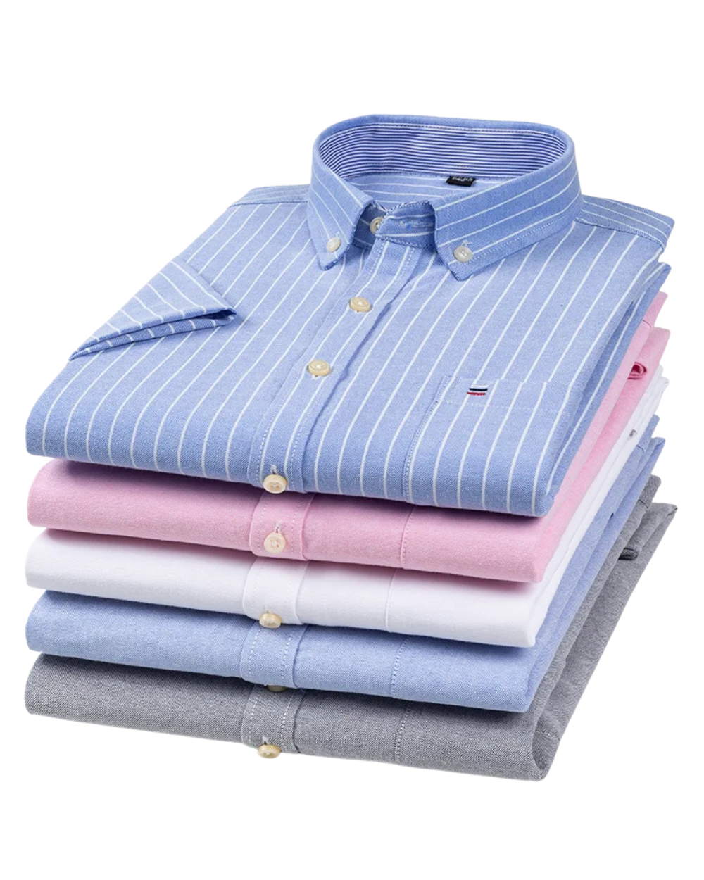 Button-Down Pinstripe Short Sleeve Shirt for Men