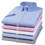 Button-Down Pinstripe Short Sleeve Shirt for Men