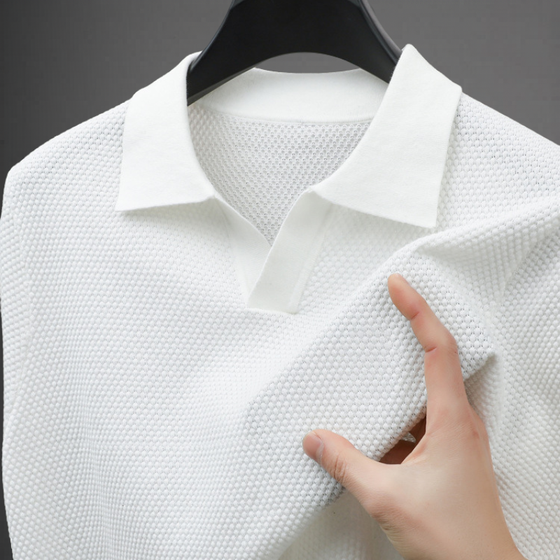 Short Sleeve Textured Polo Shirt for Men