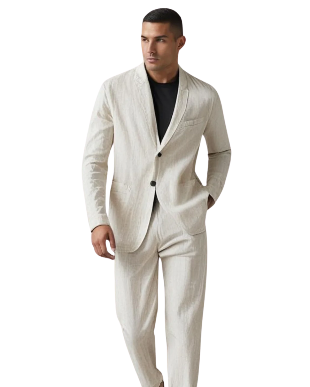 Linen Notch Lapel Suit Set for Men