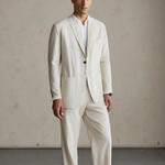 Linen Notch Lapel Suit Set for Men