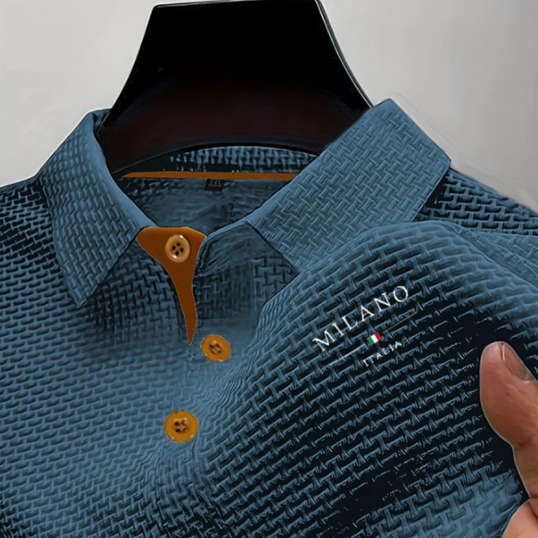 Textured Button-Down Polo Shirt for Men