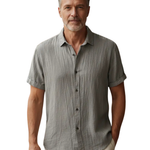 Linen Short Sleeve Button-Down Shirt for Men