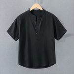 Short Sleeve Stand Collar Shirt for Men