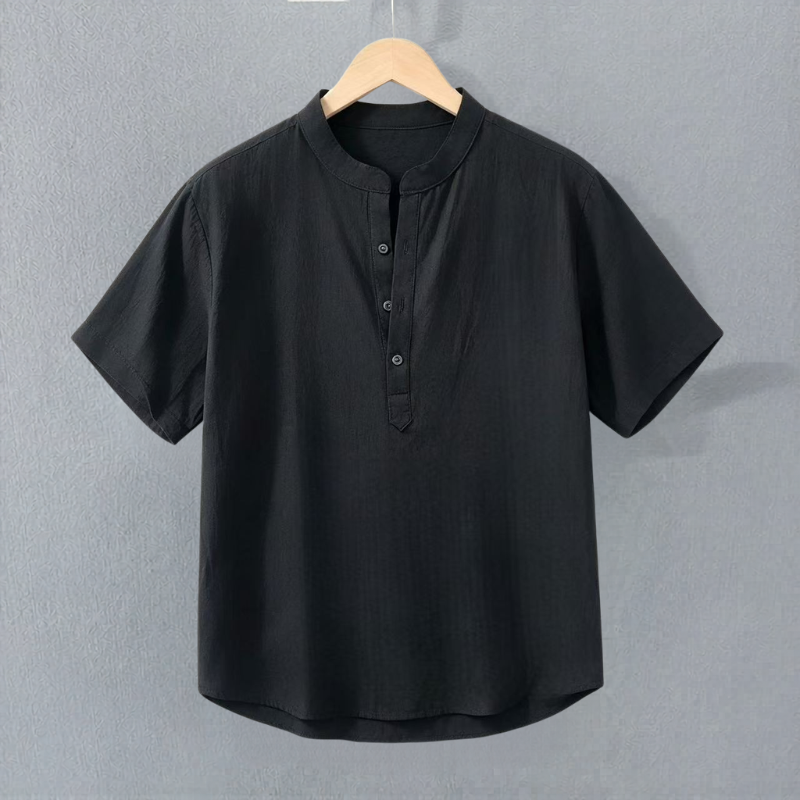 Short Sleeve Stand Collar Shirt for Men